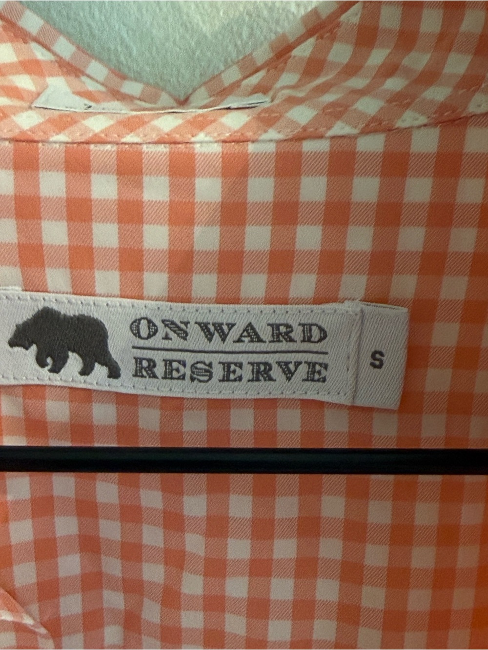 Onward Reserve Tailored Fit Performance Shirt Men S Coral Gingham Stretch - Picture 4 of 6